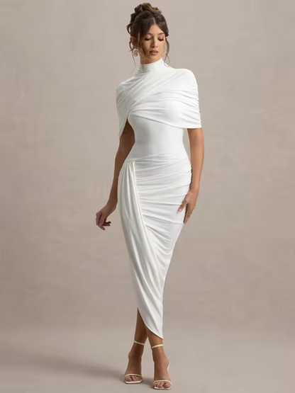 Taylor - Twisted Asymmetric Maxi Cape Dress